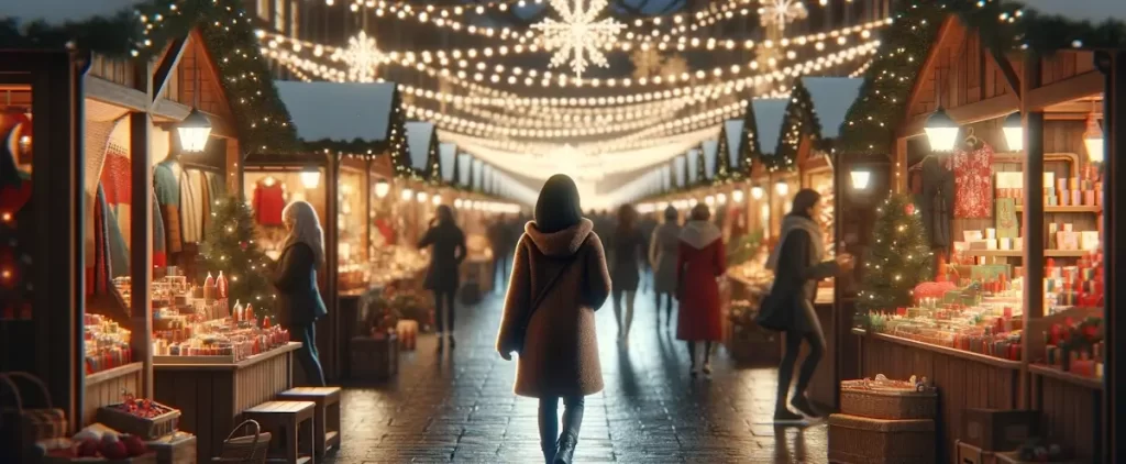 Single en Feestdagen - Vrijgezelle vrouw bezoek een Kerstmarkt